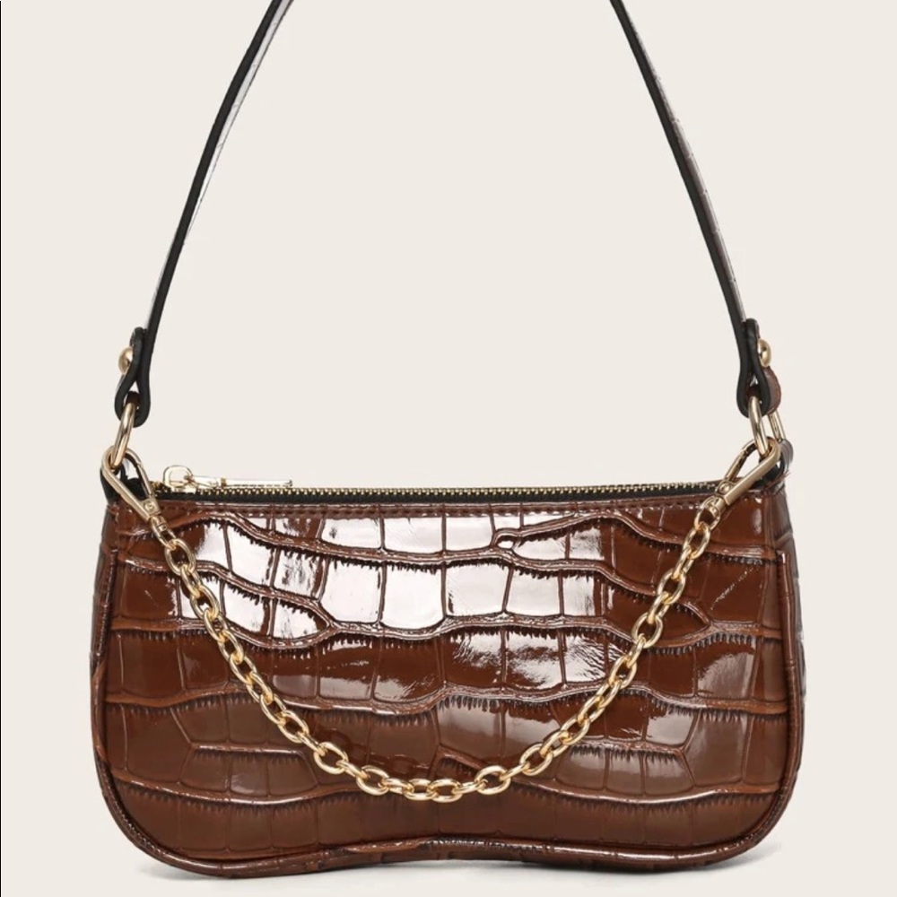 Crocodile baguette bag